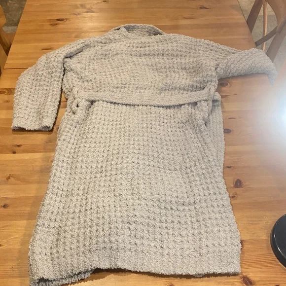 NWOT: Pottery Barn Ultra Soft Gray/Grey Knee Length Wake Waffle Weave Robe - Picture 8 of 8